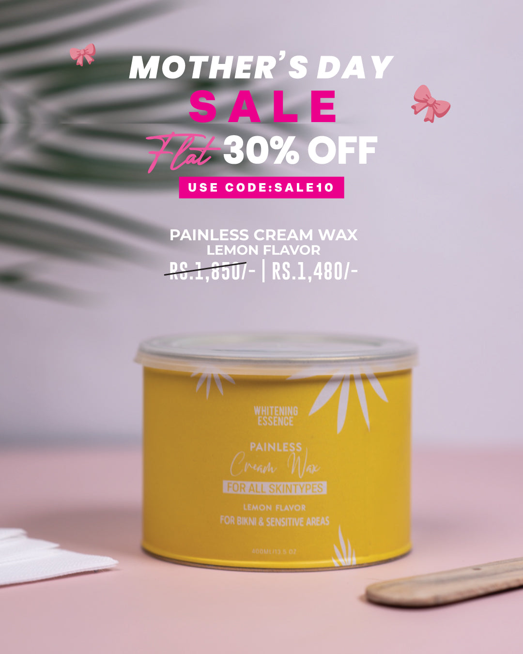 Painless Cream Wax Lemon Flavor ( 1 Wood Spatula + 1 Strip Pack )